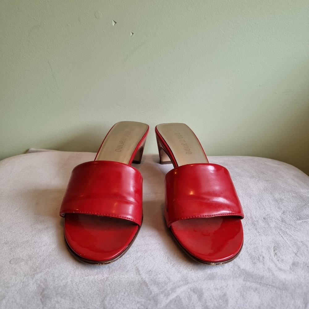 Ann Marino Red Patent Leather Slides